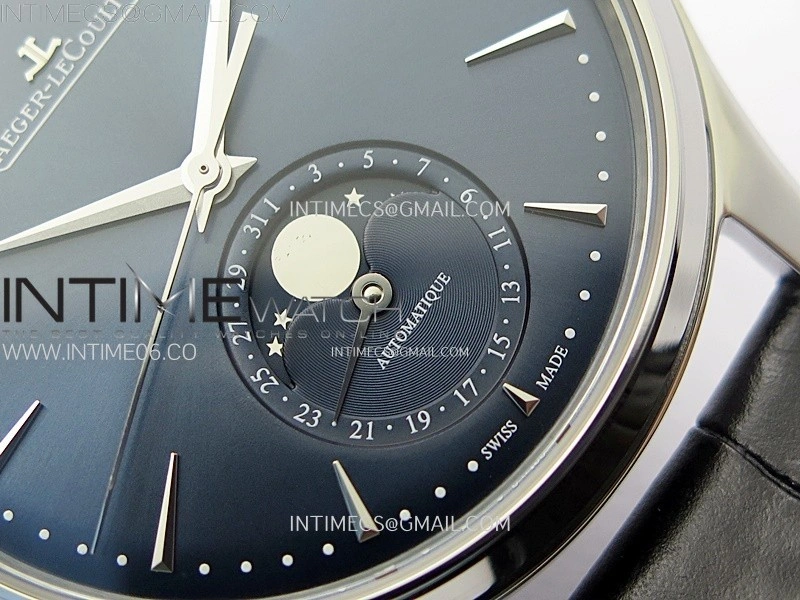 Master Ultra Thin Moon 1368420 SS ZF 1:1 Best Edition Blue Dial on Black Leather Strap V3 SA925 Super Clone