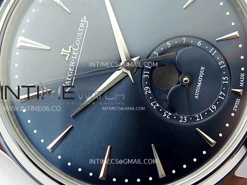 Master Ultra Thin Moon 1368420 SS ZF 1:1 Best Edition Blue Dial on Black Leather Strap V3 SA925 Super Clone