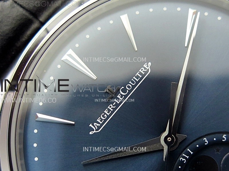 Master Ultra Thin Moon 1368420 SS ZF 1:1 Best Edition Blue Dial on Black Leather Strap V3 SA925 Super Clone