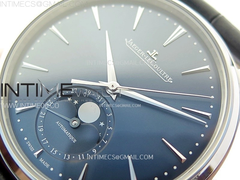 Master Ultra Thin Moon 1368420 SS ZF 1:1 Best Edition Blue Dial on Black Leather Strap V3 SA925 Super Clone