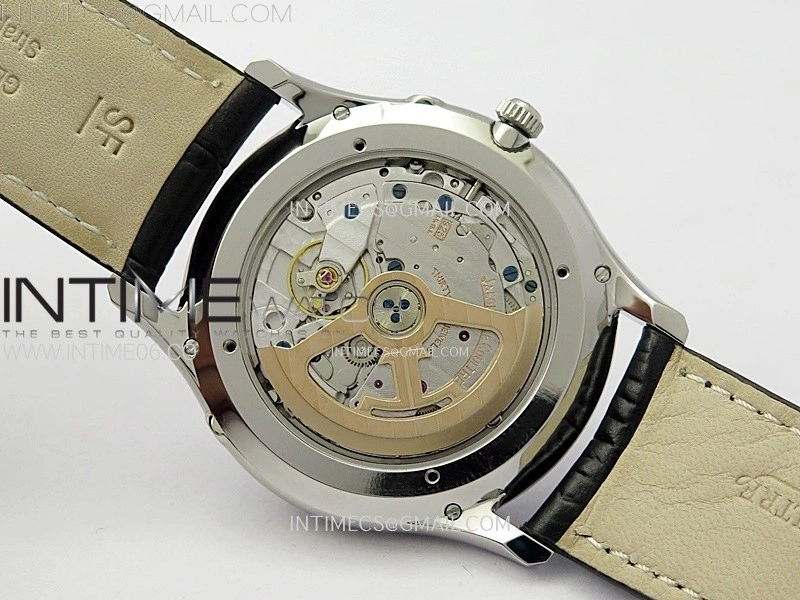 Master Ultra Thin Moon 1368420 SS ZF 1:1 Best Edition Blue Dial on Black Leather Strap V3 SA925 Super Clone