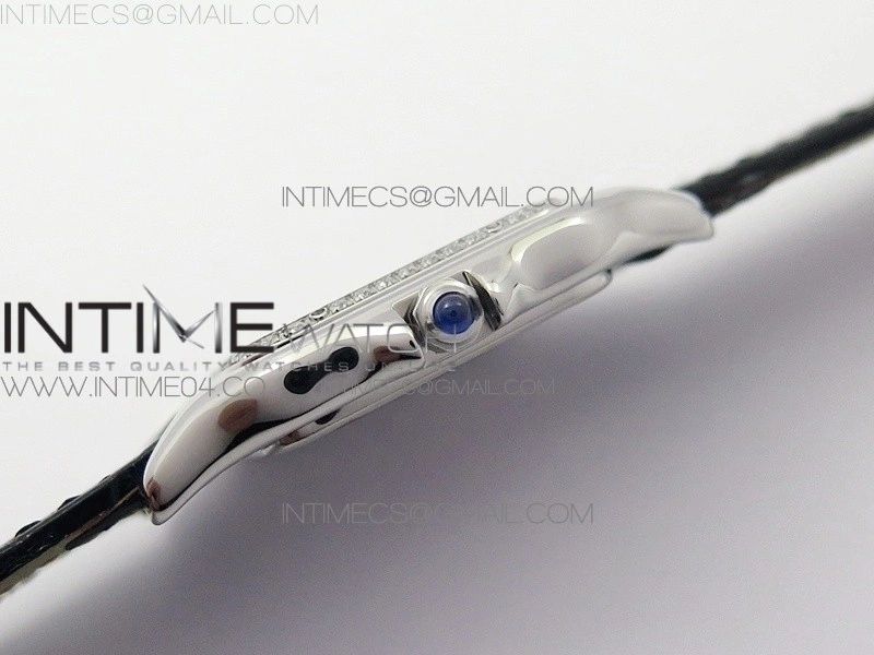 Panthère Secrete Ladies 27mm SS 8848F 1:1 Best Edition White Dial Diamonds Bezel on Black Croco Strap Ronda Quartz