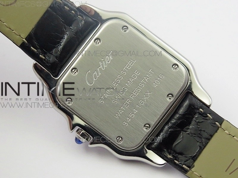 Panthère Secrete Ladies 27mm SS 8848F 1:1 Best Edition White Dial Diamonds Bezel on Black Croco Strap Ronda Quartz