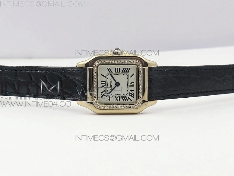 Panthère Secrete Ladies 27mm RG 8848F 1:1 Best Edition White Dial Diamonds Bezel on Black Croco Strap Ronda Quartz