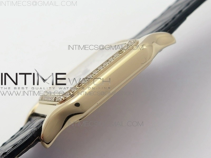 Panthère Secrete Ladies 27mm RG 8848F 1:1 Best Edition White Dial Diamonds Bezel on Black Croco Strap Ronda Quartz