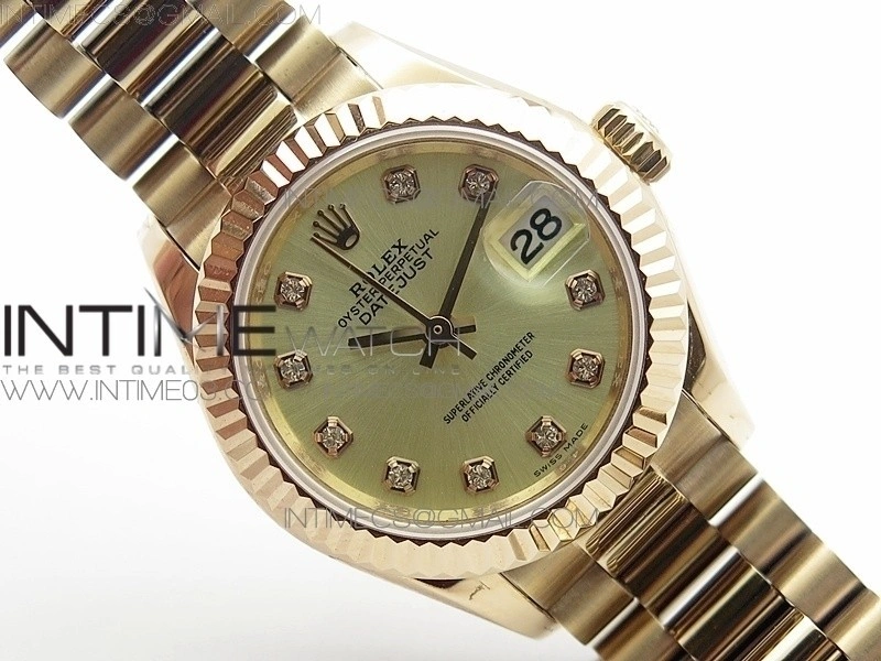 DateJust 28mm RG Diamond Bezel BP Best Edition White Rose gold Dial on RG Bracelet ETA2671