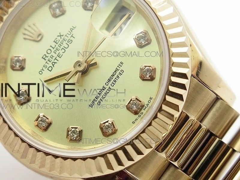 DateJust 28mm RG Diamond Bezel BP Best Edition White Rose gold Dial on RG Bracelet ETA2671