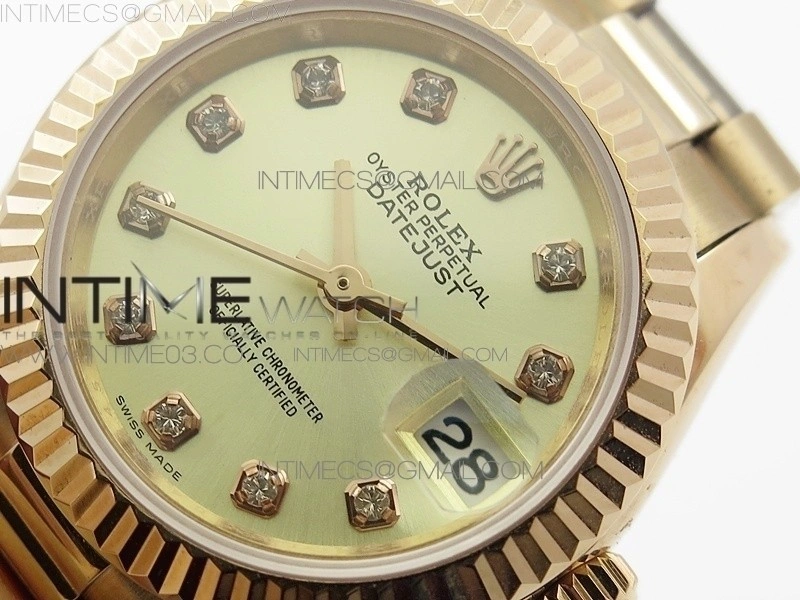 DateJust 28mm RG Diamond Bezel BP Best Edition White Rose gold Dial on RG Bracelet ETA2671