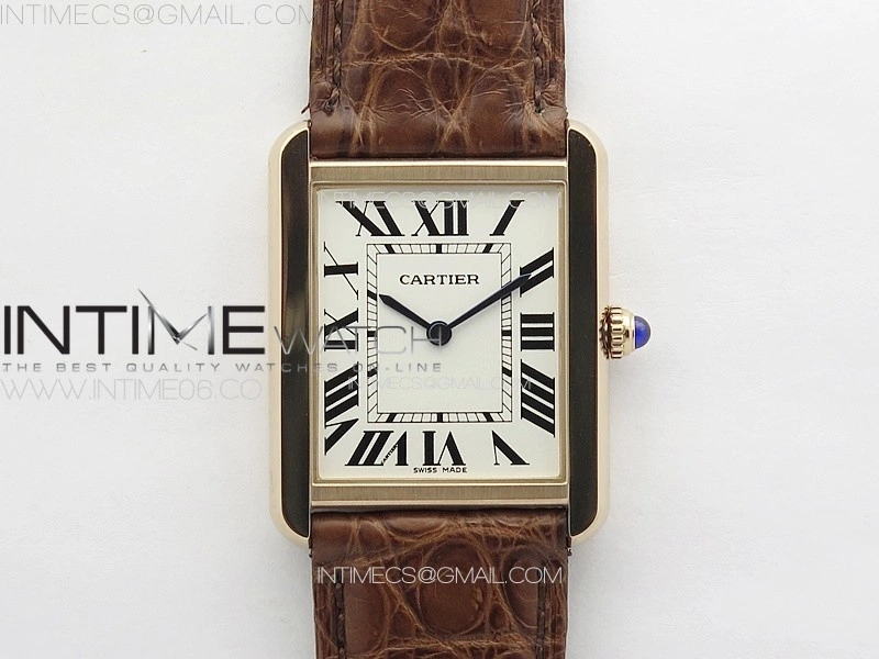 Tank Solo Ladies 28mm RG K11F 1:1 Best Edition White Dial on Brown Croco Leather Strap Ronda Quartz