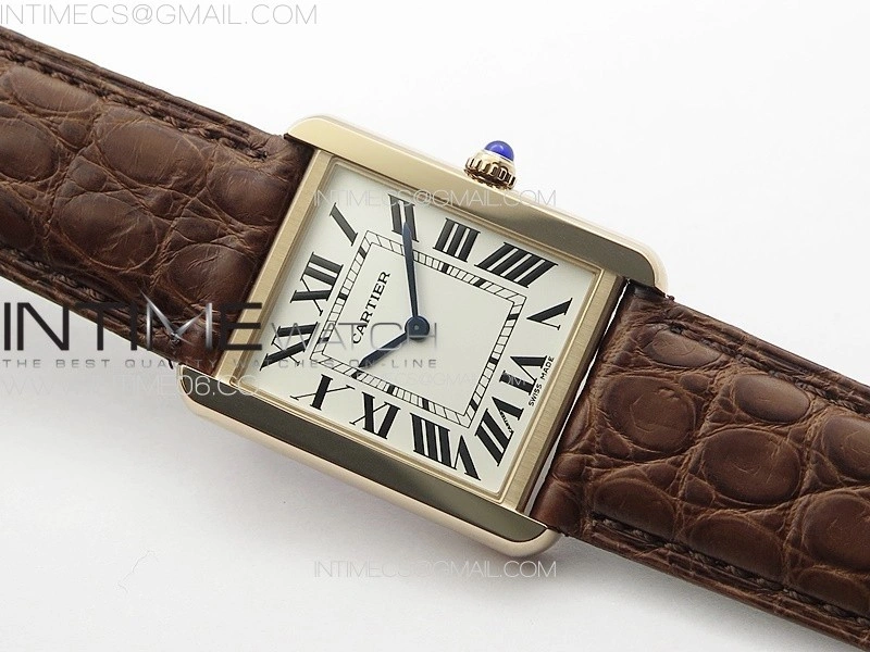 Tank Solo Ladies 28mm RG K11F 1:1 Best Edition White Dial on Brown Croco Leather Strap Ronda Quartz