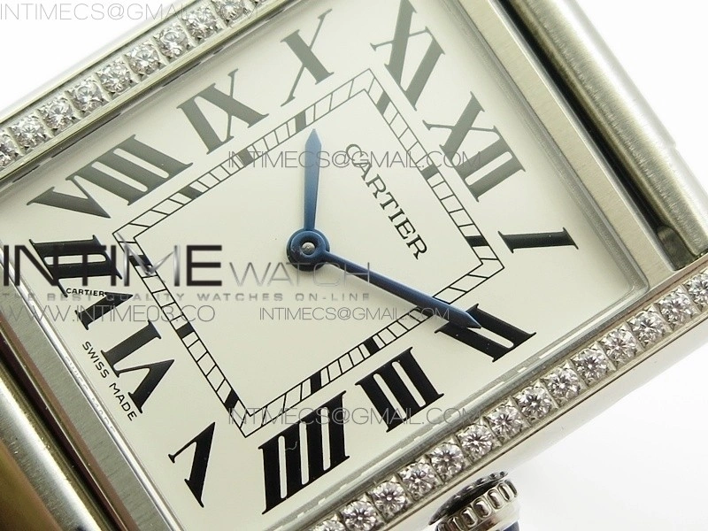 Tank Solo Ladies 28mm SS Diamond Bezel K11F 1:1 Best Edition White Dial on SS Bracelet Ronda Quartz