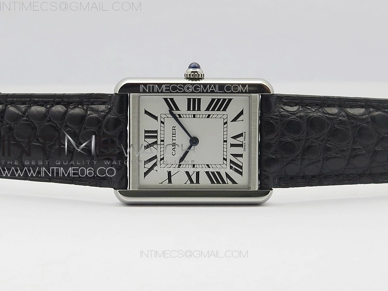 Tank Solo Ladies 28mm SS K11F 1:1 Best Edition White Dial on Black Coroc Leather Strap Ronda Quartz