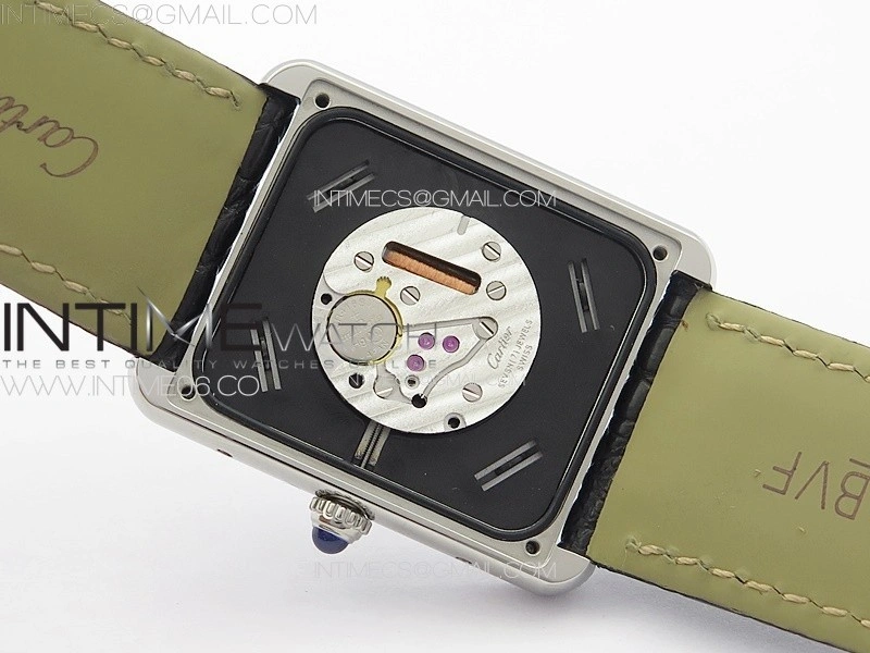 Tank Solo Ladies 28mm SS K11F 1:1 Best Edition White Dial on Black Coroc Leather Strap Ronda Quartz