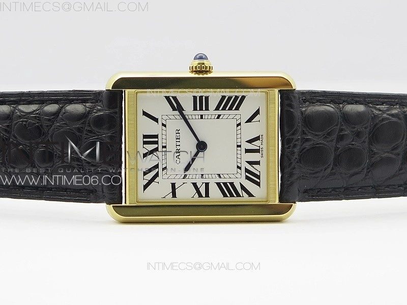 Tank Solo Ladies 28mm YG K11F 1:1 Best Edition White Dial on Black Coroc Leather Strap Ronda Quartz