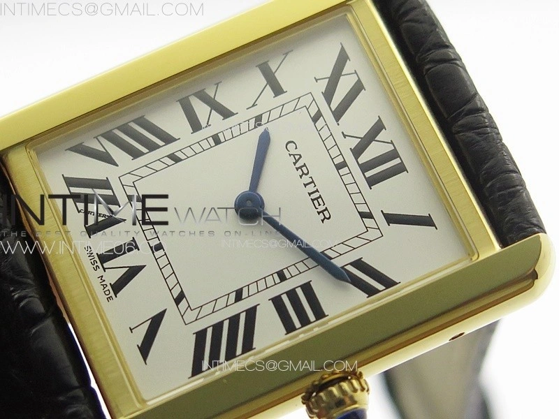 Tank Solo Ladies 28mm YG K11F 1:1 Best Edition White Dial on Black Coroc Leather Strap Ronda Quartz