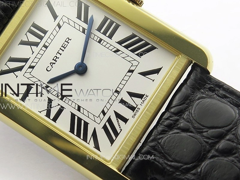 Tank Solo Ladies 28mm YG K11F 1:1 Best Edition White Dial on Black Coroc Leather Strap Ronda Quartz