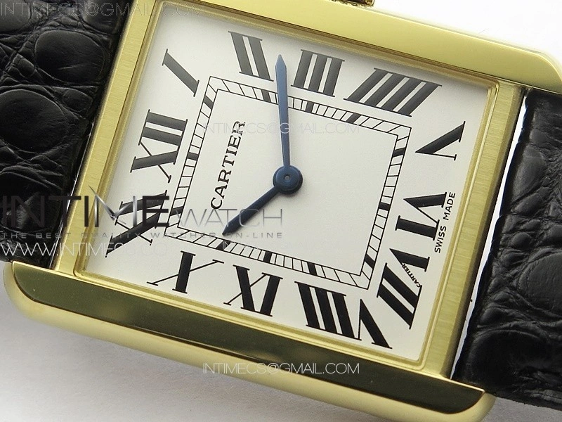 Tank Solo Ladies 28mm YG K11F 1:1 Best Edition White Dial on Black Coroc Leather Strap Ronda Quartz