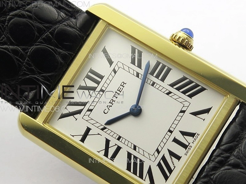 Tank Solo Ladies 28mm YG K11F 1:1 Best Edition White Dial on Black Coroc Leather Strap Ronda Quartz