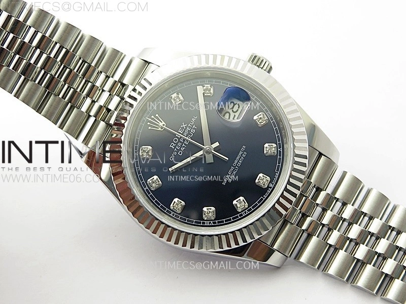 DateJust 41mm 126334 904 SS ARF 1:1 Best Edition Blue Dial Diamonds Markers on Jubilee Bracelet SH3235