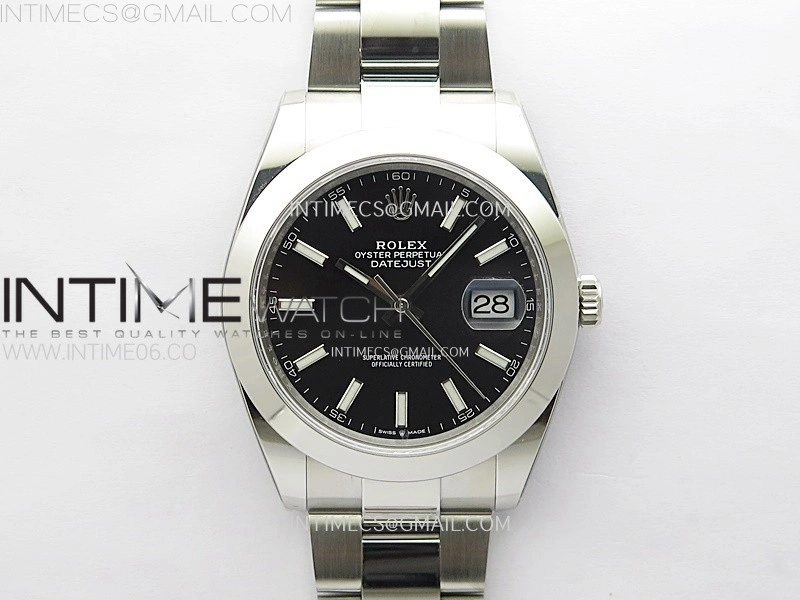 DateJust 41mm 126300 904 SS AR+F V2 1:1 Best Edition Black Dial Stick Markers on Oyster Bracelet DD3235
