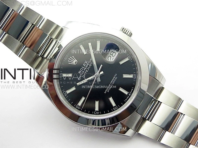 DateJust 41mm 126300 904 SS AR+F V2 1:1 Best Edition Black Dial Stick Markers on Oyster Bracelet DD3235