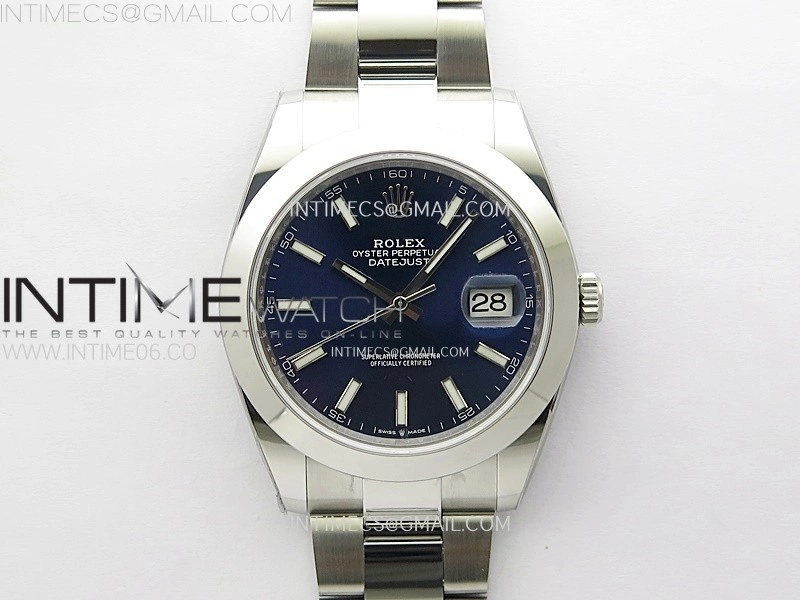 DateJust 41mm 126300 904 SS AR+F V2 1:1 Best Edition Blue Dial Sticks Markers on Oyster Bracelet DD3235