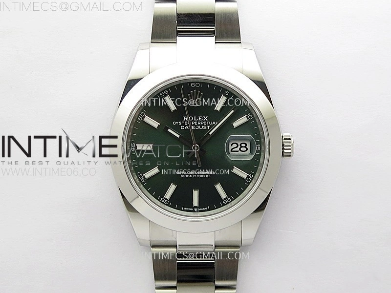 DateJust 41mm 126300 904 SS AR+F V2 1:1 Best Edition Green Dial Stick Markers on Oyster Bracelet DD3235