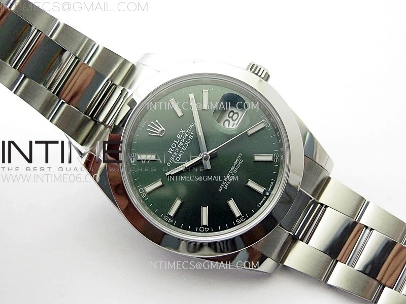 DateJust 41mm 126300 904 SS AR+F V2 1:1 Best Edition Green Dial Stick Markers on Oyster Bracelet DD3235