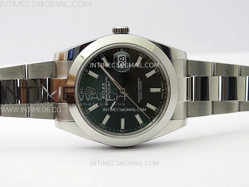 DateJust 41mm 126300 904 SS AR+F V2 1:1 Best Edition Green Dial Stick Markers on Oyster Bracelet DD3235