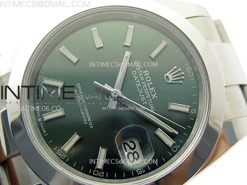 DateJust 41mm 126300 904 SS AR+F V2 1:1 Best Edition Green Dial Stick Markers on Oyster Bracelet DD3235