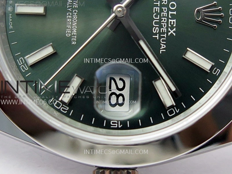 DateJust 41mm 126300 904 SS AR+F V2 1:1 Best Edition Green Dial Stick Markers on Oyster Bracelet DD3235