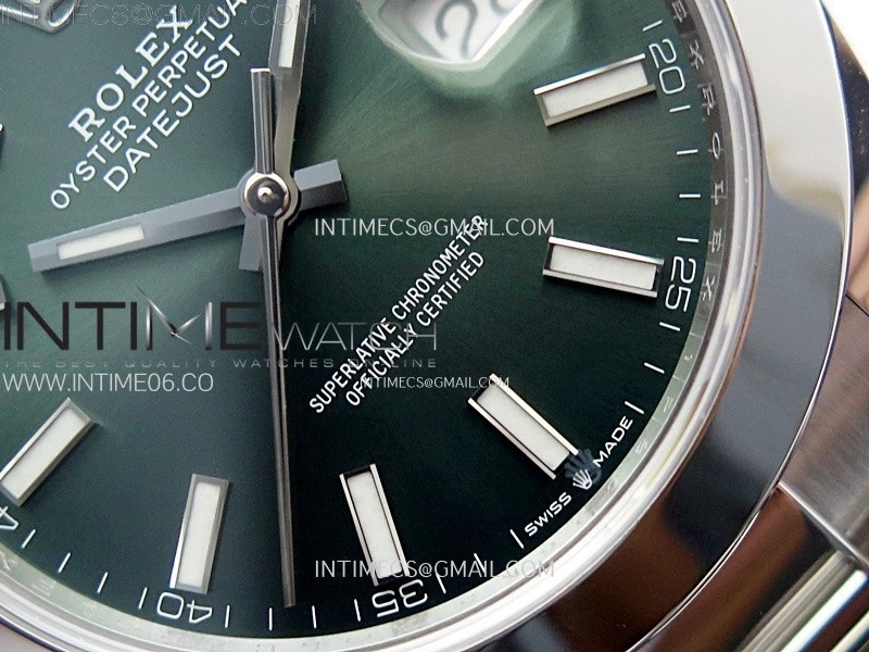 DateJust 41mm 126300 904 SS AR+F V2 1:1 Best Edition Green Dial Stick Markers on Oyster Bracelet DD3235
