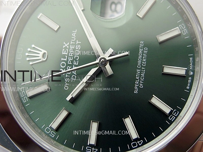 DateJust 41mm 126300 904 SS AR+F V2 1:1 Best Edition Green Dial Stick Markers on Oyster Bracelet DD3235