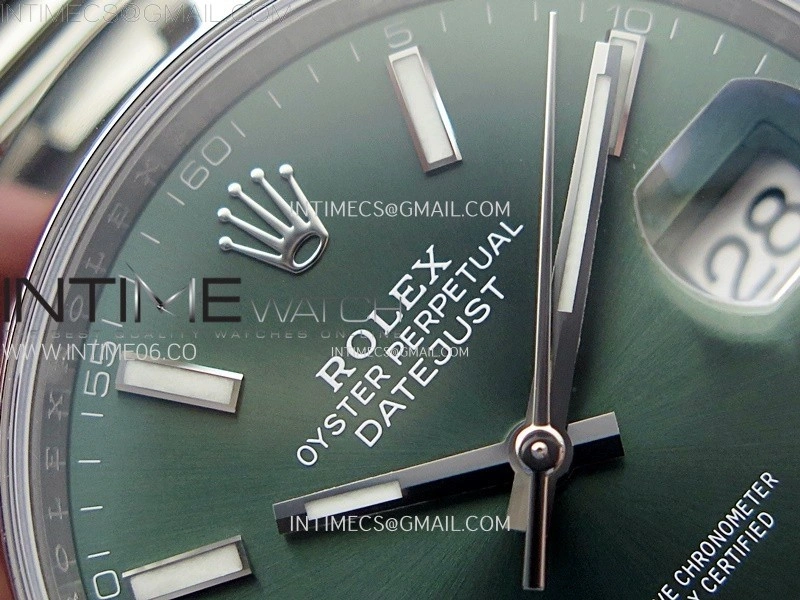 DateJust 41mm 126300 904 SS AR+F V2 1:1 Best Edition Green Dial Stick Markers on Oyster Bracelet DD3235
