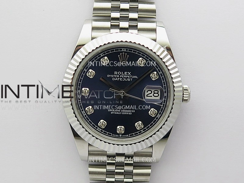 DateJust 41mm 126334 904 SS QF V2 1:1 Best Edition Blue Dial Diamond Marker On Jubilee Bracelet SH3235