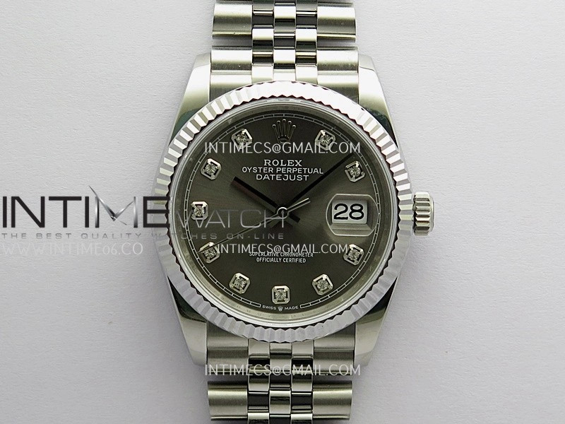 DateJust 36mm 126234 904 SS V2 QF 1:1 Best Edition Gray Dial Diamond Marker On Jubilee Bracelet SH3235