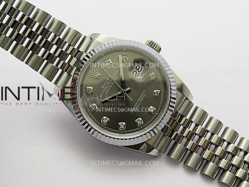 DateJust 36mm 126234 904 SS V2 QF 1:1 Best Edition Gray Dial Diamond Marker On Jubilee Bracelet SH3235