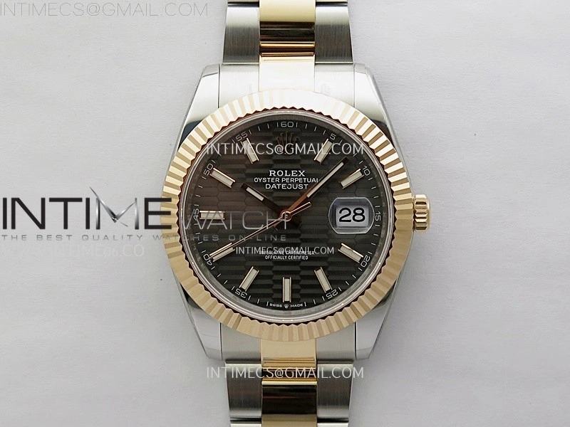 DateJust 41mm 126331 904 SS RG AR+F 1:1 Fluted Gray Dial Stick Markers On SS RG Oyster Bracelet DD3235 V2