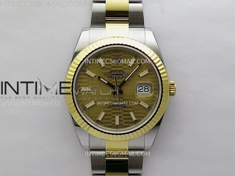 DateJust 41mm 126333 904 SS YG AR+F 1:1 Fluted Gold Dial Stick Markers On SS YG Oyster Bracelet DD3235 V2