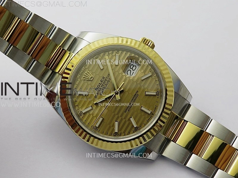 DateJust 41mm 126333 904 SS YG AR+F 1:1 Fluted Gold Dial Stick Markers On SS YG Oyster Bracelet DD3235 V2