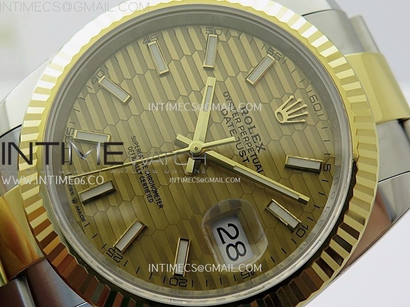 DateJust 41mm 126333 904 SS YG AR+F 1:1 Fluted Gold Dial Stick Markers On SS YG Oyster Bracelet DD3235 V2