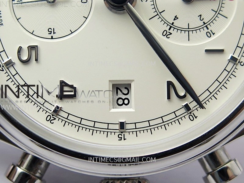 Portugieser Chrono Classic 42 IW390403 AZF 1:1 Best Edition White Dial Silver Markers on Black Leather Strap A7750