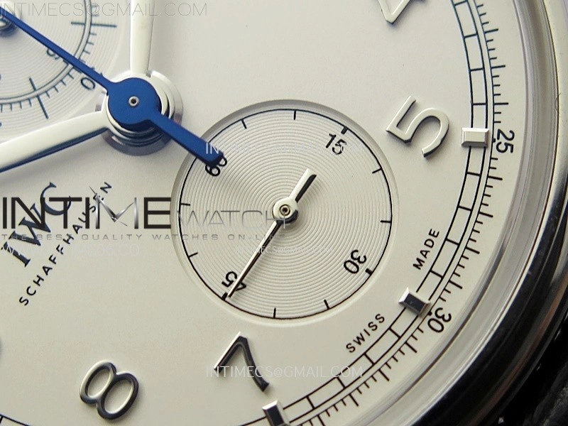 Portugieser Chrono Classic 42 IW390403 AZF 1:1 Best Edition White Dial Silver Markers on Black Leather Strap A7750