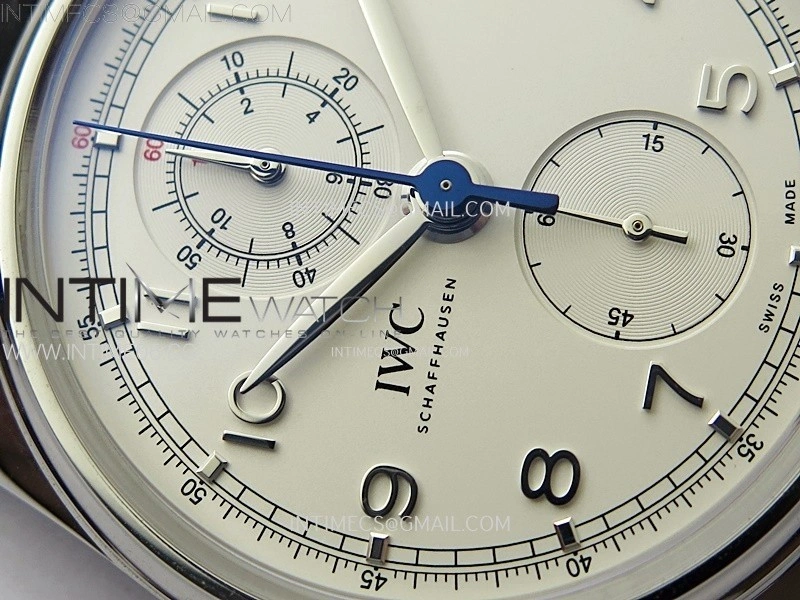 Portugieser Chrono Classic 42 IW390403 AZF 1:1 Best Edition White Dial Silver Markers on Black Leather Strap A7750