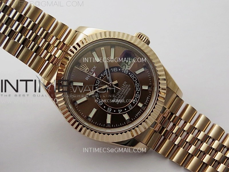 Sky-Dweller 326935 904L RG Noob 1:1 Best Edition Brown Dial on RG Jubilee Bracelet Asian 23J to 9001