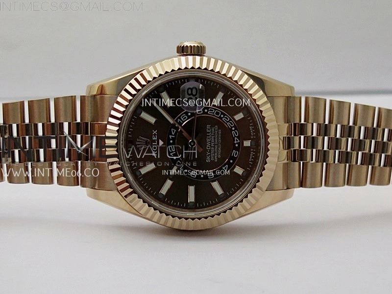 Sky-Dweller 326935 904L RG Noob 1:1 Best Edition Brown Dial on RG Jubilee Bracelet Asian 23J to 9001
