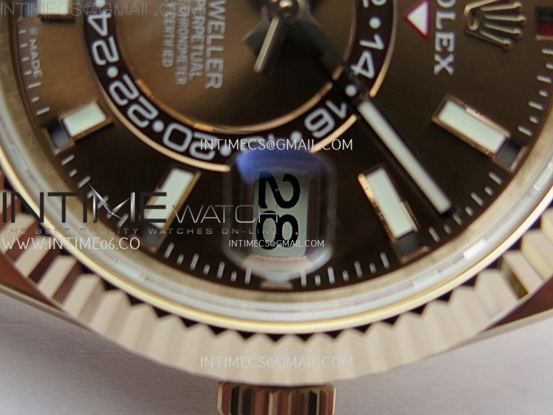 Sky-Dweller 326935 904L RG Noob 1:1 Best Edition Brown Dial on RG Jubilee Bracelet Asian 23J to 9001