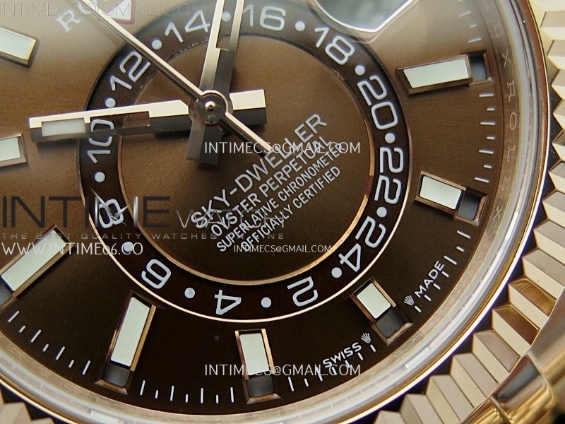 Sky-Dweller 326935 904L RG Noob 1:1 Best Edition Brown Dial on RG Jubilee Bracelet Asian 23J to 9001