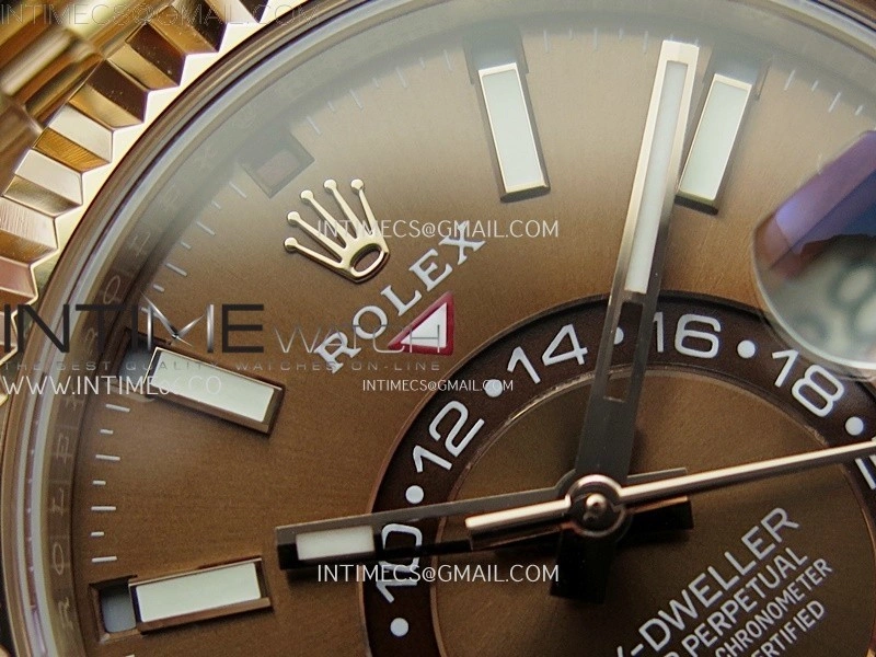 Sky-Dweller 326935 904L RG Noob 1:1 Best Edition Brown Dial on RG Jubilee Bracelet Asian 23J to 9001