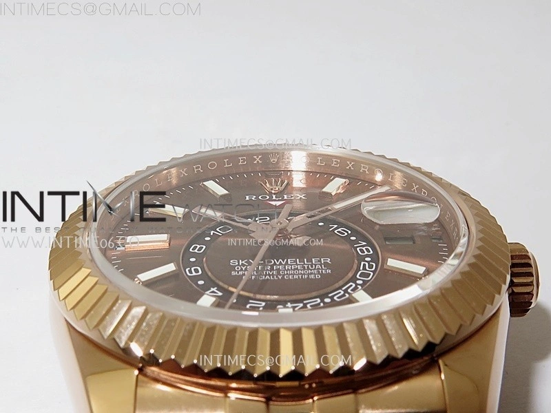 Sky-Dweller 326935 904L RG Noob 1:1 Best Edition Brown Dial on RG Jubilee Bracelet Asian 23J to 9001